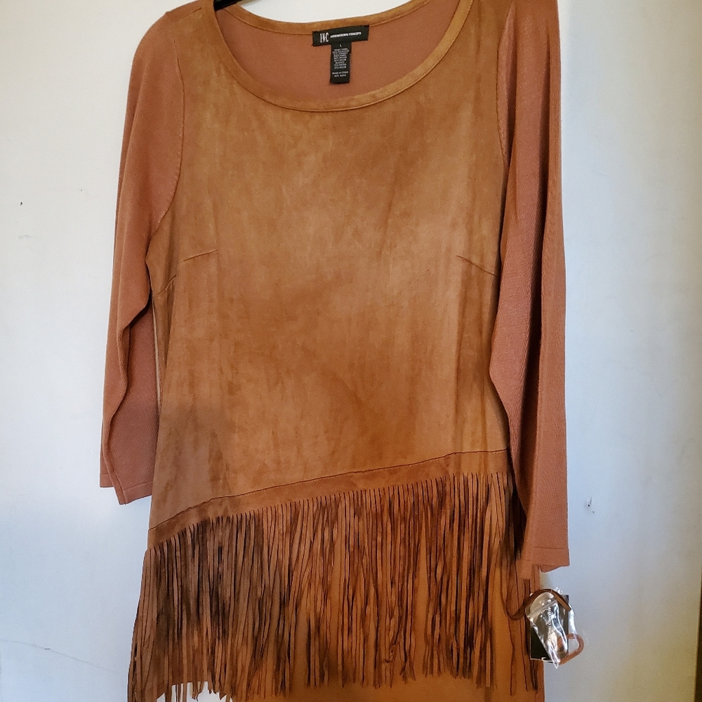 I.N.C Suede Fringe Sweater/top